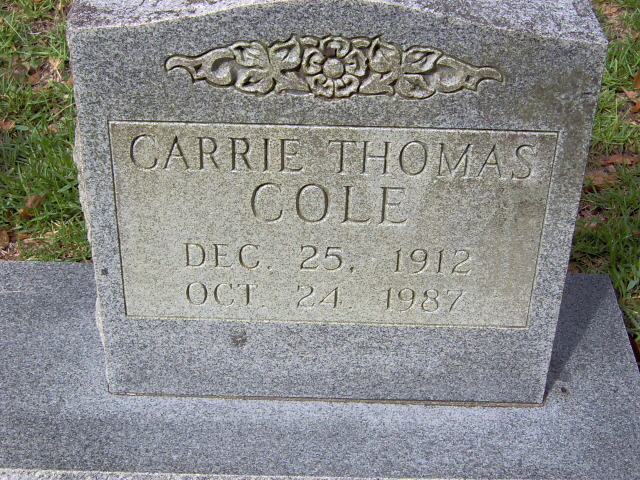 Headstone for Cole, Carrie Thomas